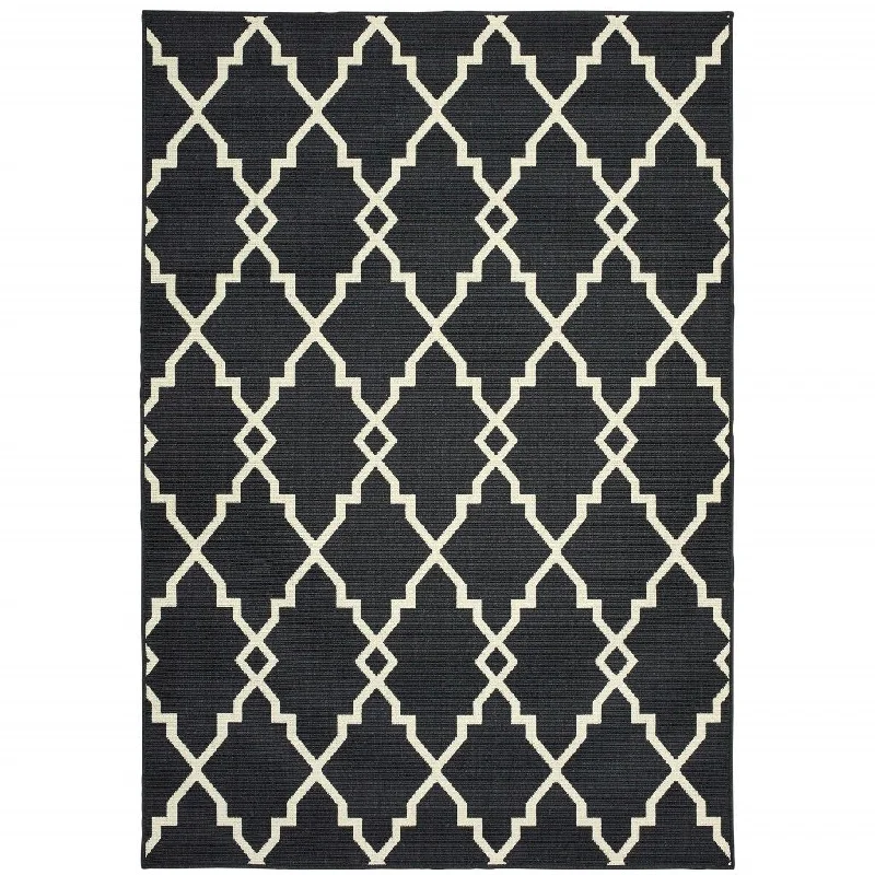 carpet for rich and vibrant color palettes-2' X 4' Indoor / Outdoor Area Rug - Black / Ivory