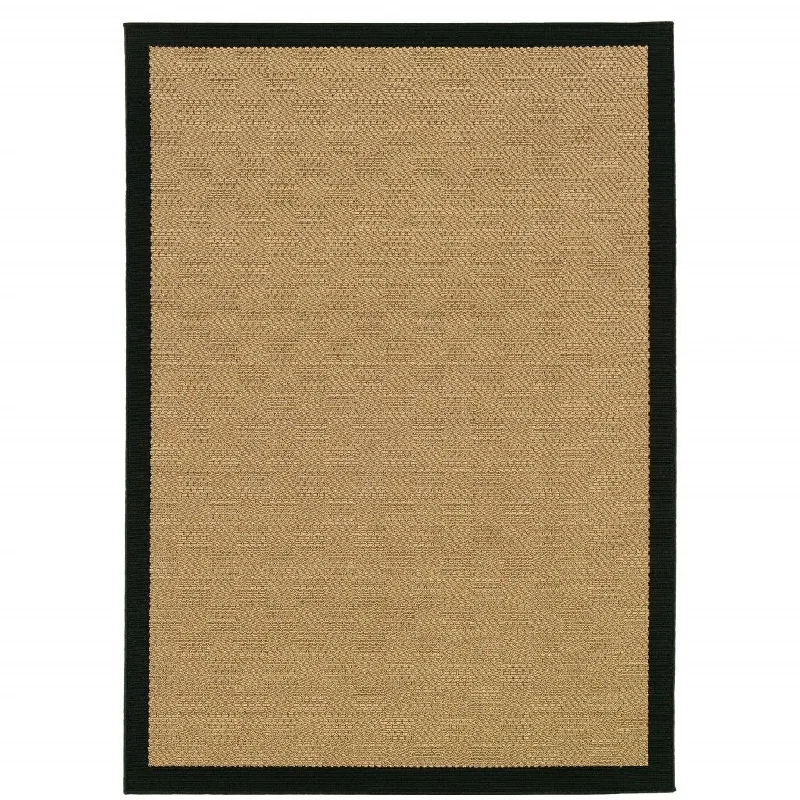 carpet for natural and earthy tones-2' X 4' Outdoor / Indoor Area Rug - Beige / Black