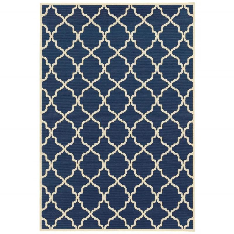 carpet for adding texture to home-2' X 4' Outdoor / Indoor Area Rug - Blue / Ivory