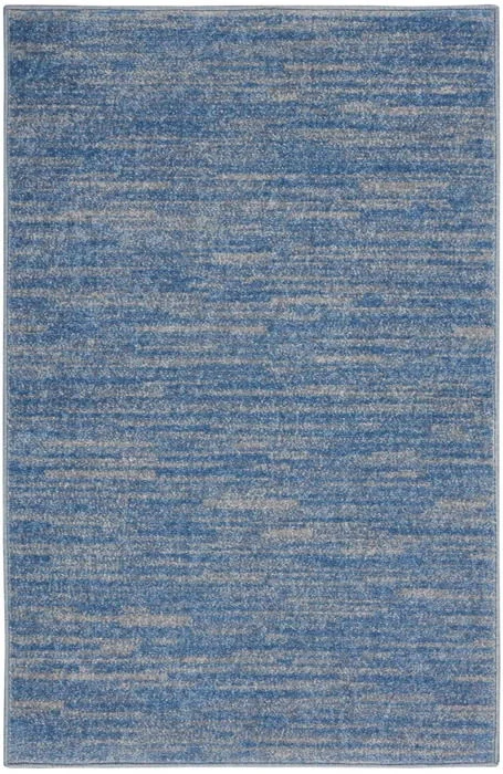 carpet for creating harmony in decor-2' X 4' Striped Non Skid Indoor / Outdoor Runner Rug - Blue / Gray