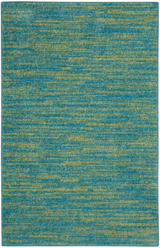 carpet for modern and minimal aesthetics-2' X 4' Striped Non Skid Indoor / Outdoor Runner Rug - Blue / Green