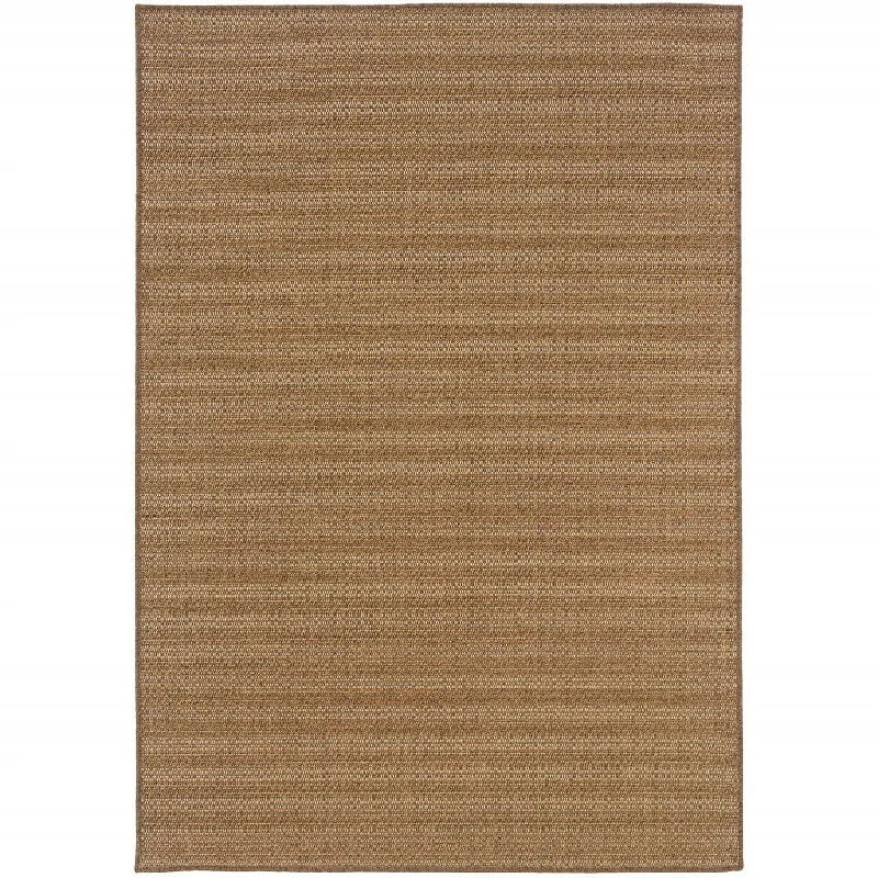 carpet for creating harmony in decor-2' X 4' Striped Stain Resistant Indoor / Outdoor Area Rug - Tan