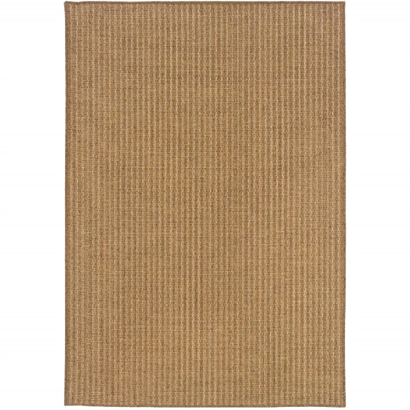 carpet for office spaces-2' X 4' Striped Stain Resistant Outdoor / Indoor Area Rug - Tan