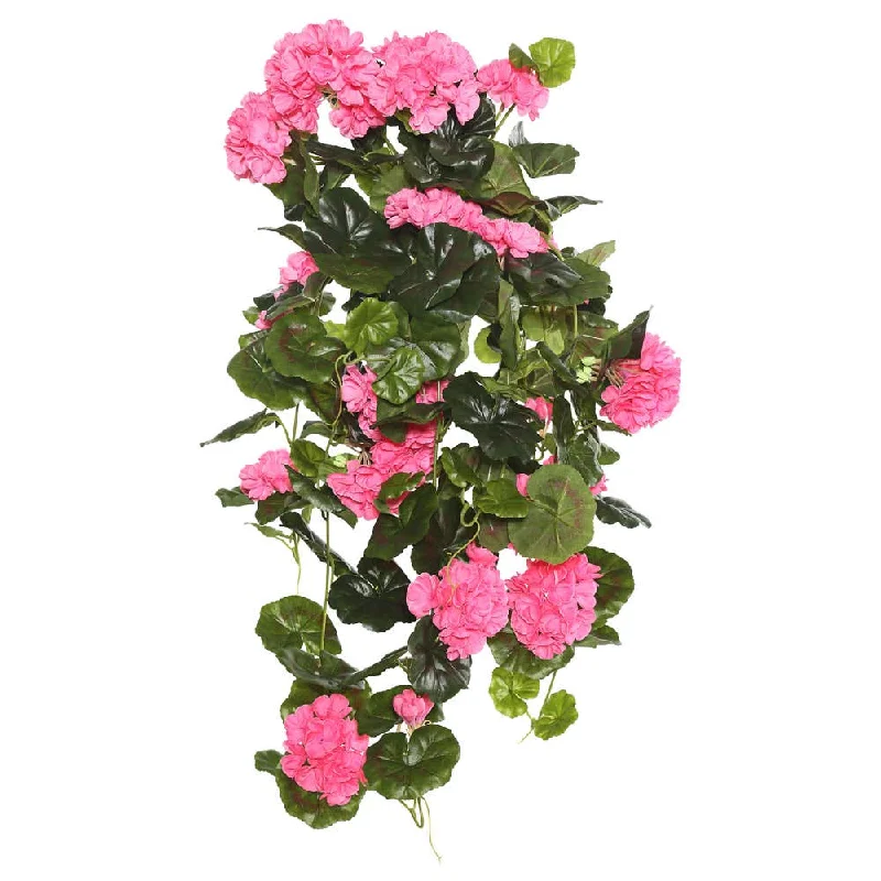 carpet with unique and eye-catching patterns-29" Artificial Pink Polyester Geranium Hanging Bush