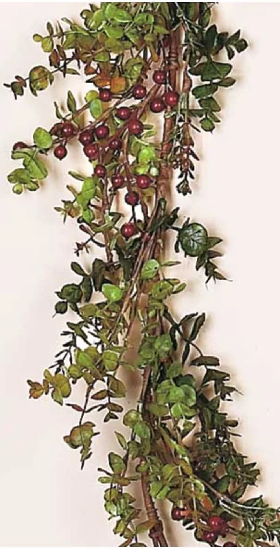 carpet with trendy modern aesthetics-Artificial Eucalyptus Garland W/Berries - 6' long