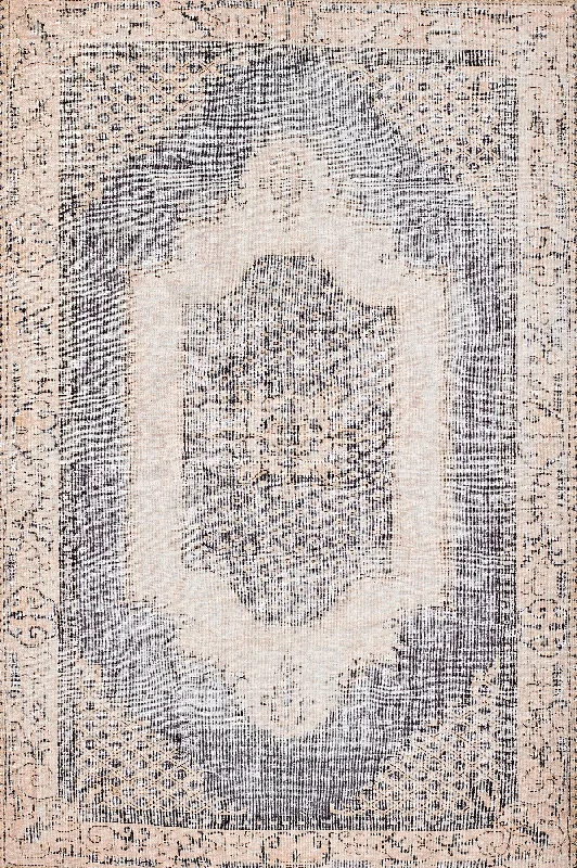 carpet for chic and stylish interiors-Afshar Traditional Denim Medallion Rug