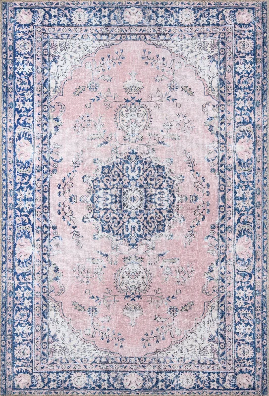 carpet for quick home style updates-Afshar Traditional Pink Medallion Rug