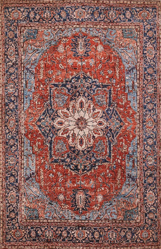 carpet for enhancing home aesthetics-Afshar Traditional Swirl and Floral Medallion Rug