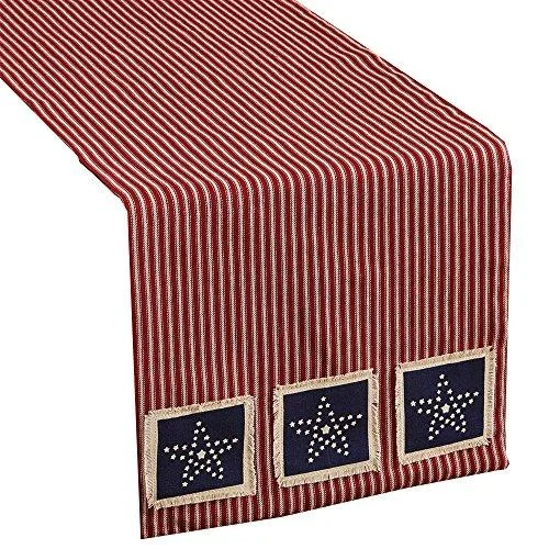 carpet with a timeless and chic touch-Americana Star Patch Patriotic Table Runner 13 x 42"