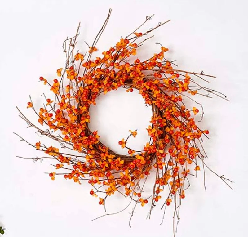 carpet for relaxed and inviting settings-Bittersweet Fall Wreath on Natural Twig Base 20" Diameter