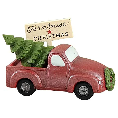 carpet for a refreshing and natural home feel-Blossom Bucket 198-12382" Farmhouse Christmas Truck with Tree, Small, Multi-Colored