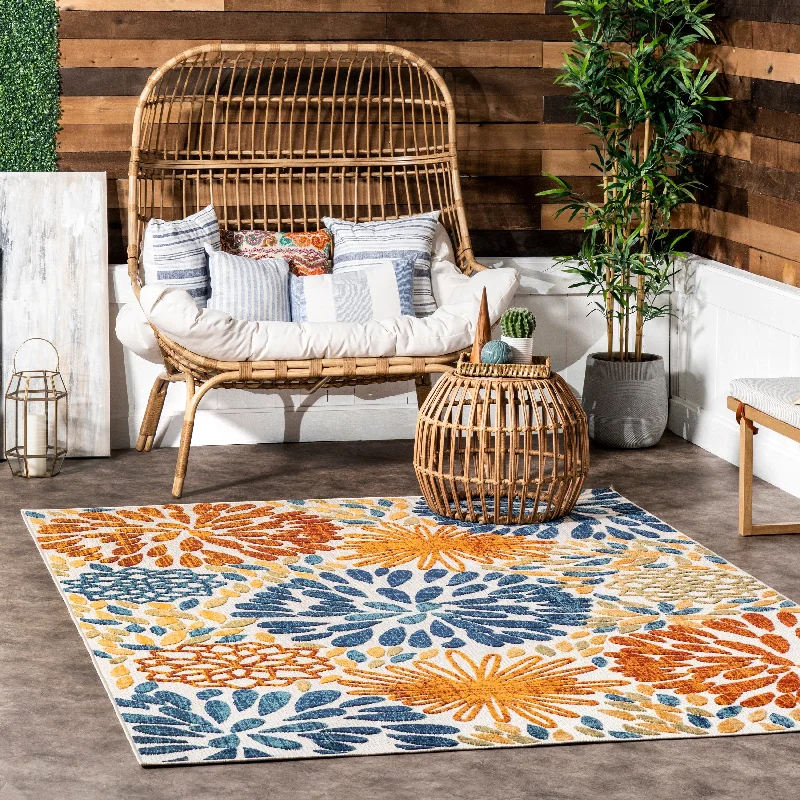 carpet for urban and industrial lofts-Brooklyn Rug Co Ronda Bold Floral Indoor/Outdoor Area Rug