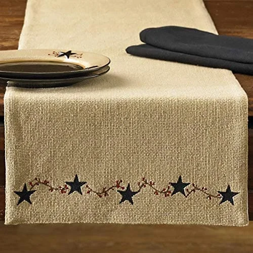 carpet for urban and industrial-themed homes-Burlap Star Table Runner 13"x 54"