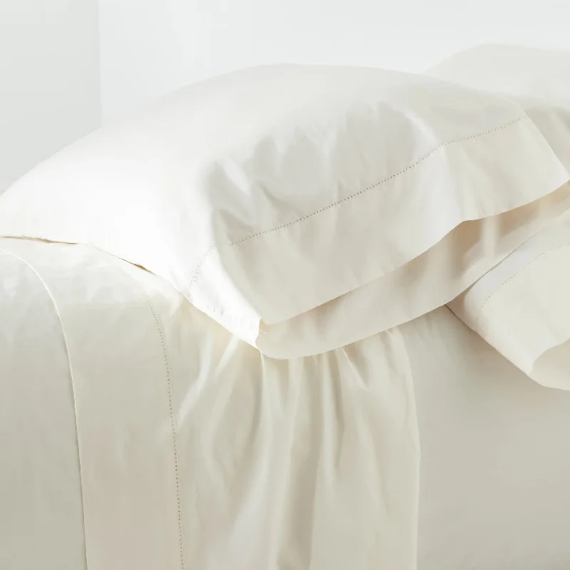 Material options for cervical pillows-Classic Hemstitch Ivory Pillowcases (Pair)