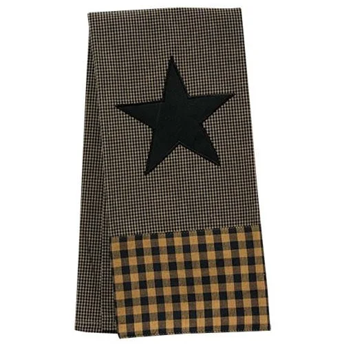 carpet for adding texture to rooms-Black Star Dish Towel 18x30