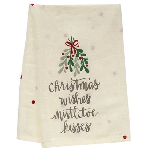 carpet with subtle, calming hues-Mistletoe Kisses Dish Towel