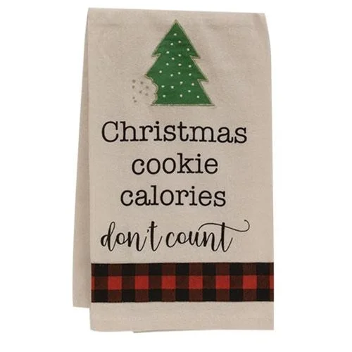 carpet with animal print design-Christmas Cookie Calories Don't Count Dish Towel