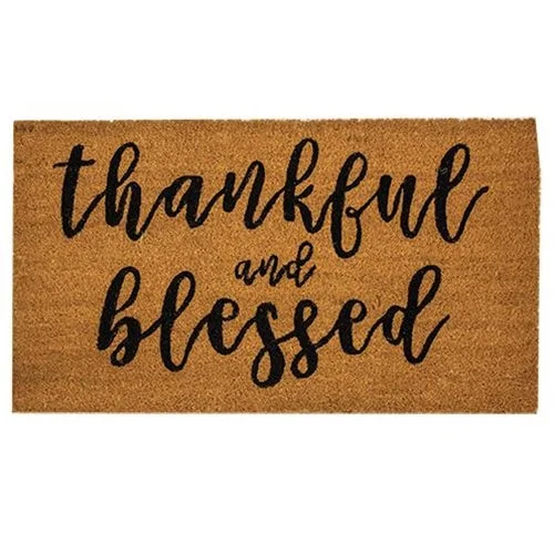 carpet with a delicate and graceful touch-Thankful & Blessed Door Mat 30x18