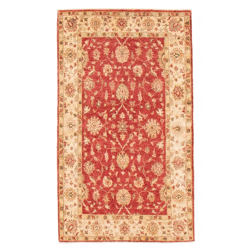 carpet with minimal maintenance-ECARPETGALLERY Hand-knotted Chobi Finest Red Wool Rug - 3'9 x 6'2