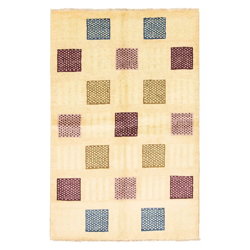 carpet for minimalist aesthetics-ECARPETGALLERY Hand-knotted Finest Ziegler Tan Wool Rug - 4'2 x 6'3