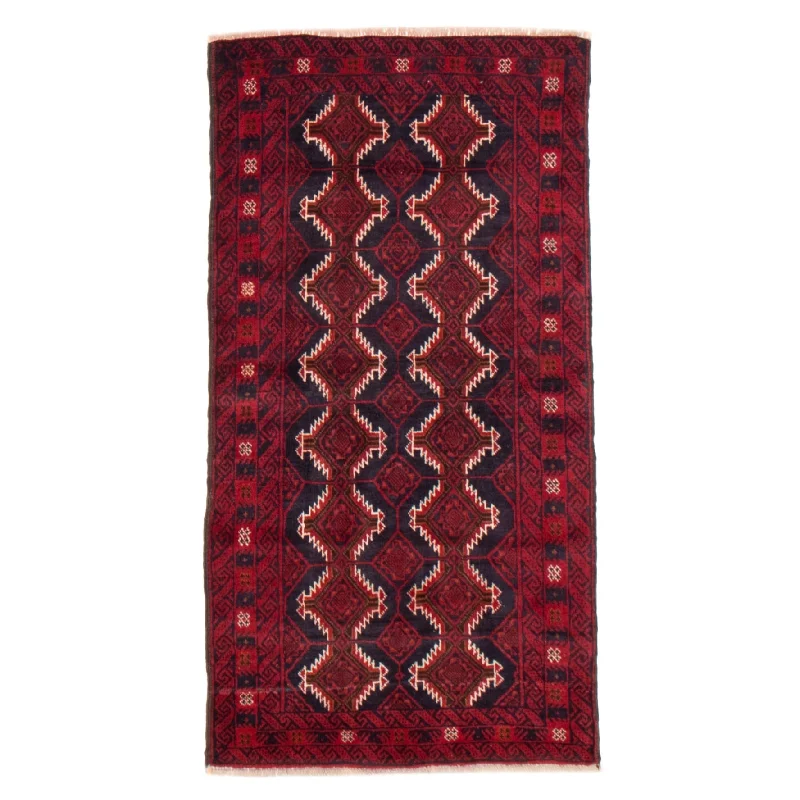 carpet with contemporary striped designs-ECARPETGALLERY Hand-knotted Royal Baluch Red Wool Rug - 2'11 x 5'1