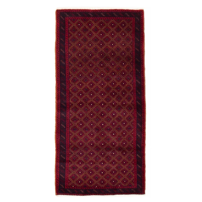 carpet for hardwood floors-ECARPETGALLERY Hand-knotted Royal Baluch Red Wool Rug - 3'1 x 6'5