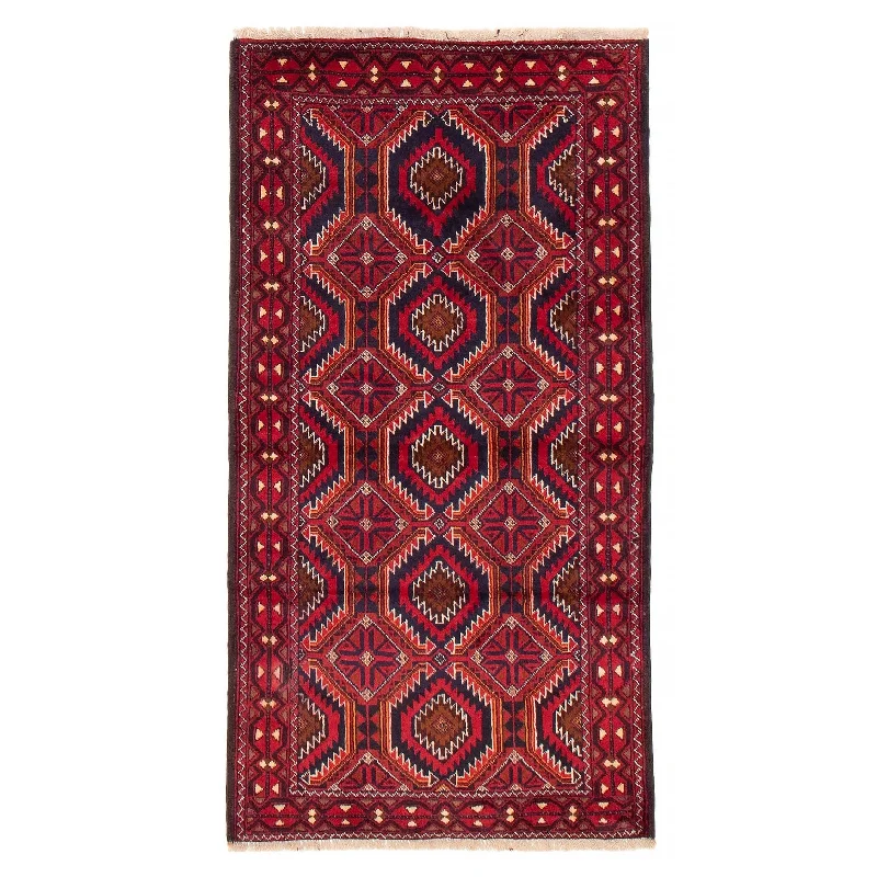 carpet with chic, stylish finish-ECARPETGALLERY Hand-knotted Royal Baluch Red Wool Rug - 3'2 x 5'10