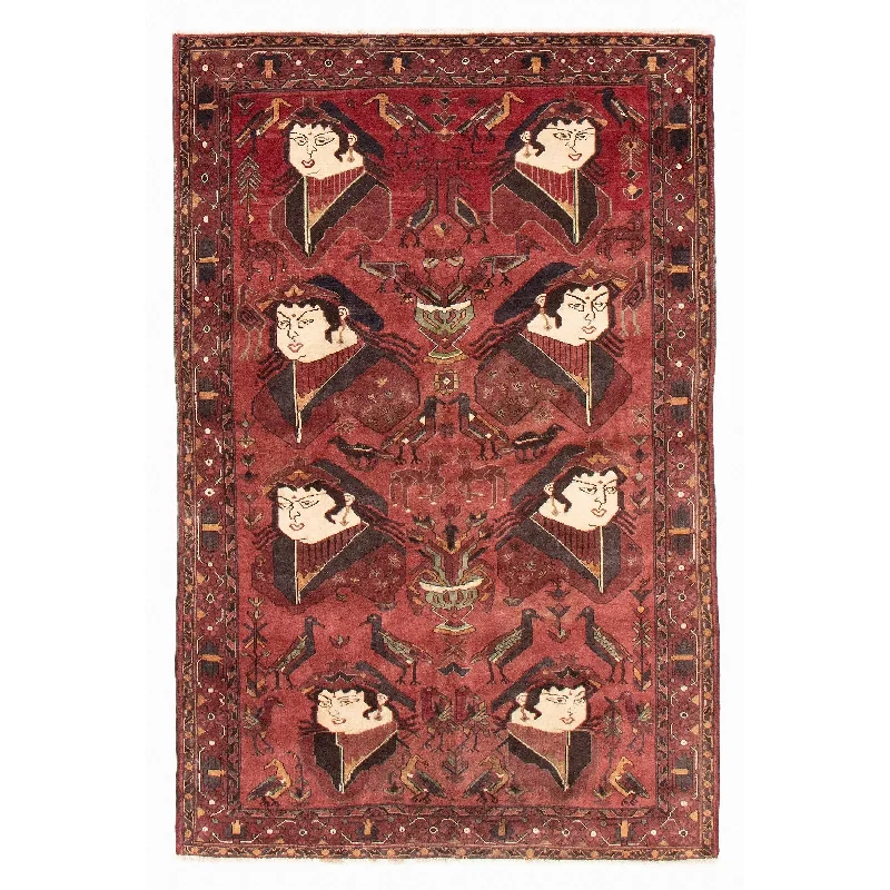 carpet for creating a visually balanced space-ECARPETGALLERY Hand-knotted Royal Baluch Red Wool Rug - 5'8 x 8'6