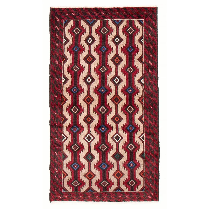 carpet with vibrant and eye-catching designs-ECARPETGALLERY Hand-knotted Royal Baluch Tan Wool Rug - 3'1 x 5'6