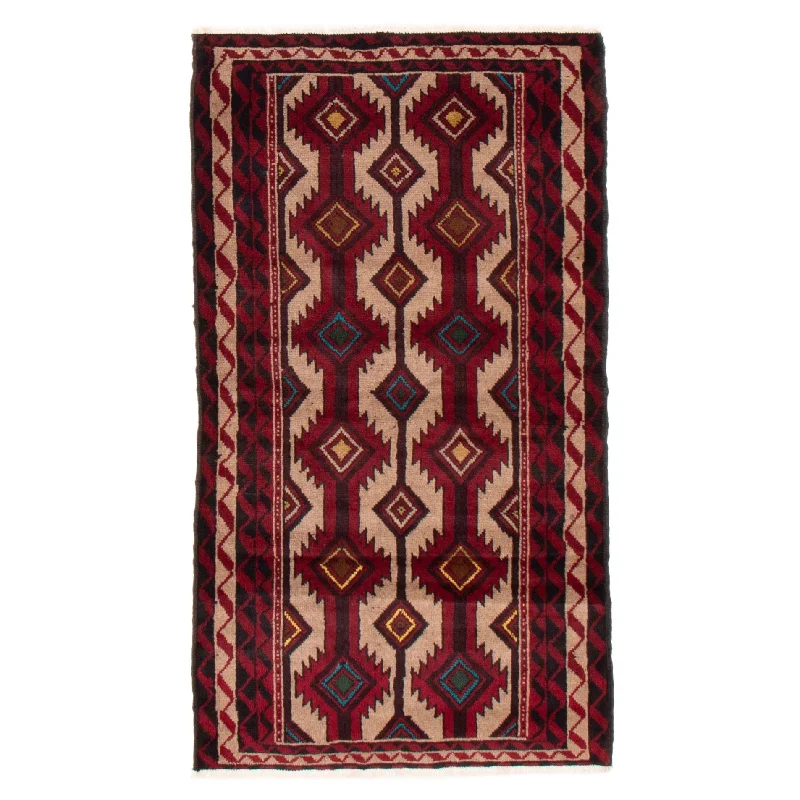 carpet for modern and clean look-ECARPETGALLERY Hand-knotted Royal Baluch Tan Wool Rug - 3'3 x 5'7