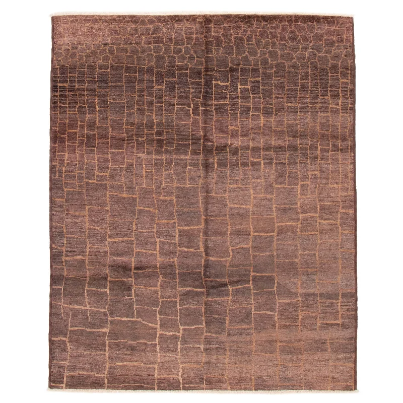 carpet for a fresh and airy aesthetic-ECARPETGALLERY Hand-knotted Shalimar Brown Wool Rug - 8'0 x 9'10