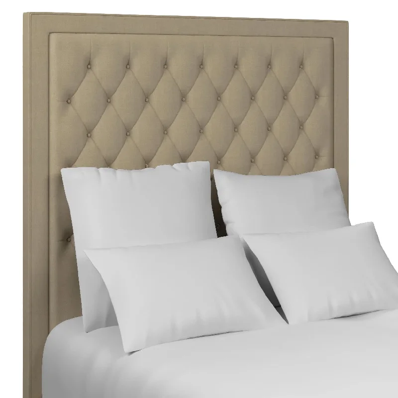 carpet with subtle design patterns-Estate Linen Natural Stonington Tufted Headboard