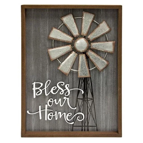 carpet for plush floor experience-Bless Our Home Windmill Wall Sign