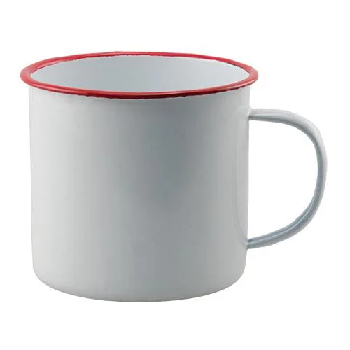 carpet for multi-functional spaces-Red Rim Enamel Soup Mug