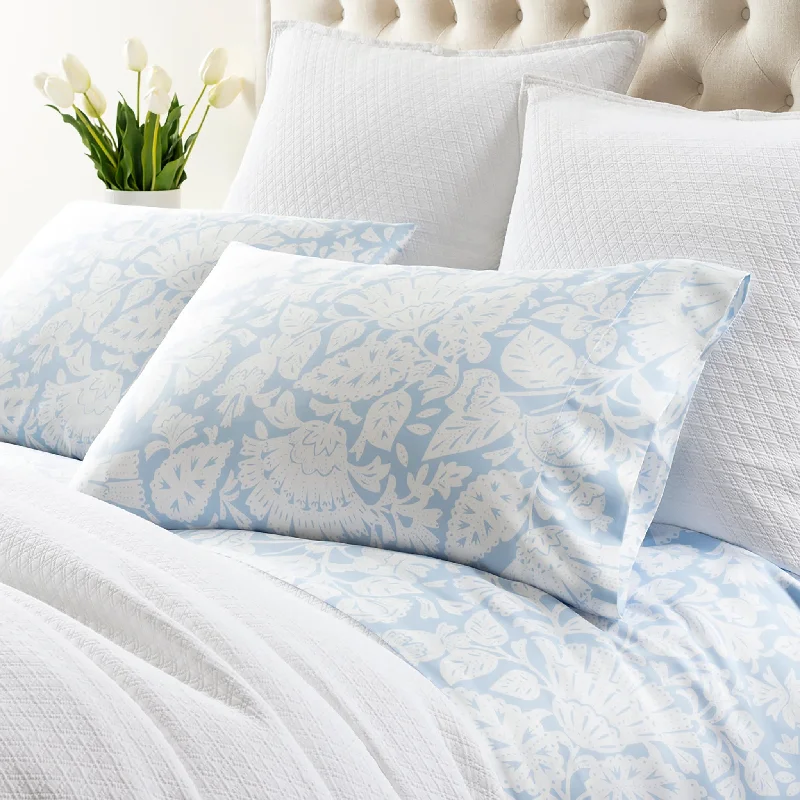 Firmness options for memory pillows-Freya Soft Blue Pillowcases