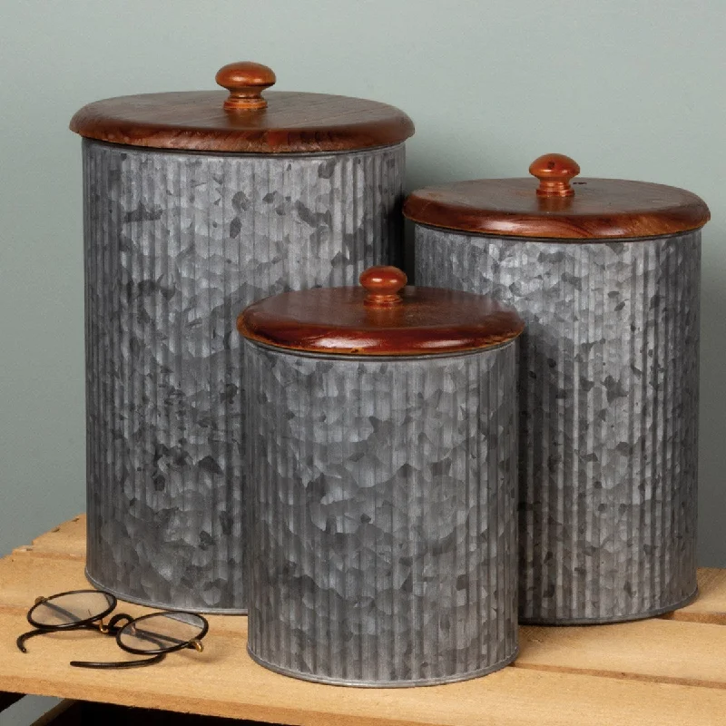 carpet with soft cotton fibers-Galvanized Farmhouse Canister Set