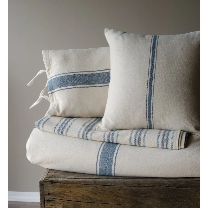 Are buckwheat pillows good for sensitive skin-Grain Sack Stripe Colonial Blue and Cream 18" x 18" Pillow Cover