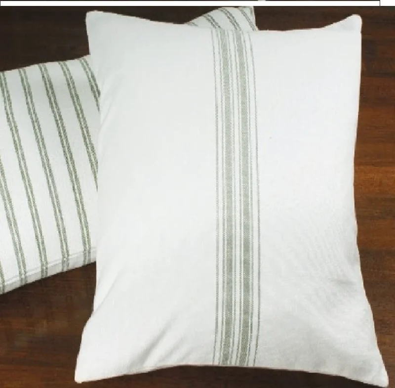 Pillow height and spinal health-Grain Sack Stripe Sage Lumbar Pillow Cover