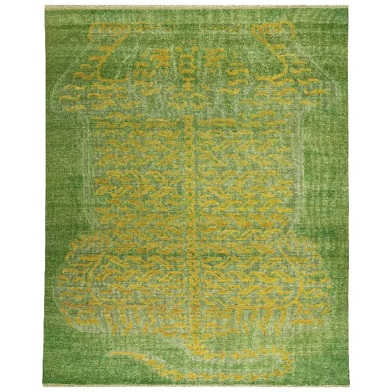 carpet for a statement-making interior-Green Alchemy Tiger Wool Linen Blend Rug - 8'3" x 10'2"