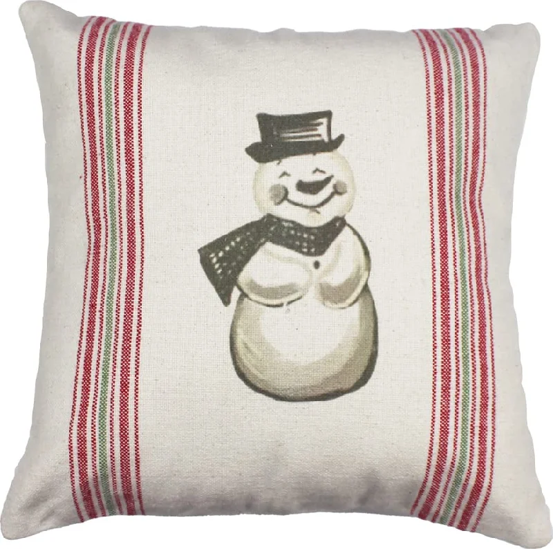 Breathability options for memory pillows-Holiday Grain Sack Cream, Red, Grn Pillow 14"x14"