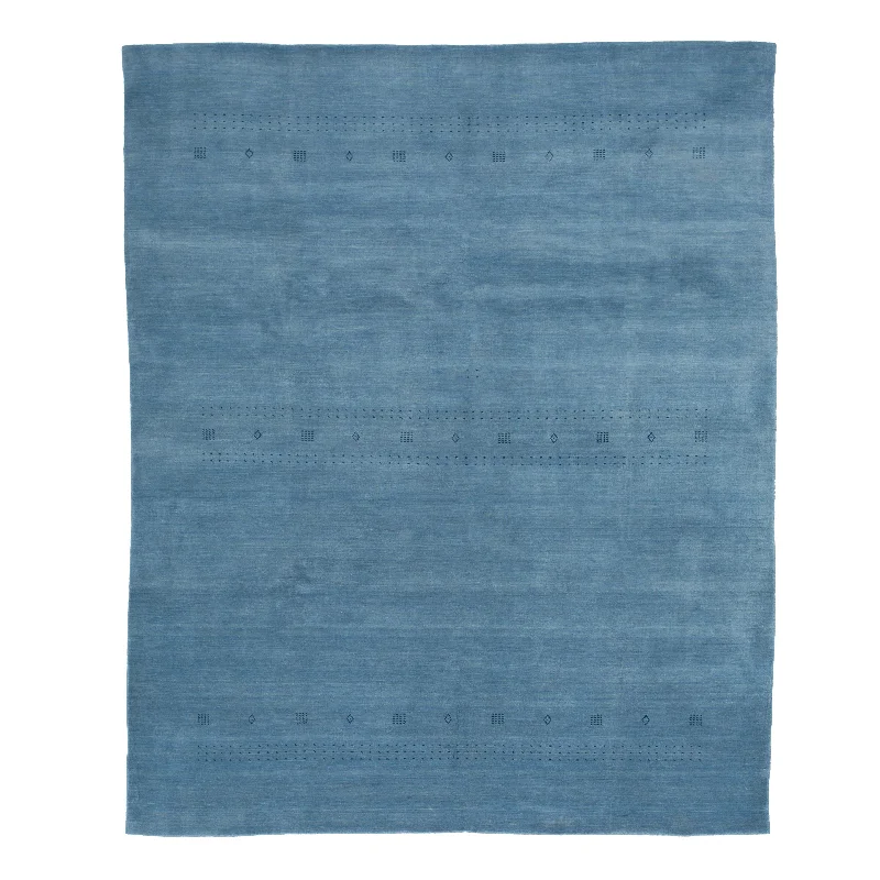 carpet for creating a homey atmosphere-Blue Solid Indo Gabbeh Rug - 8'3" x 10'2"