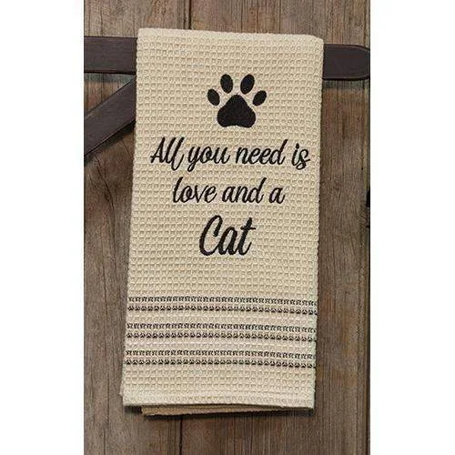 carpet for durable high-traffic use-Love & Cat Dish Towel, 20x28