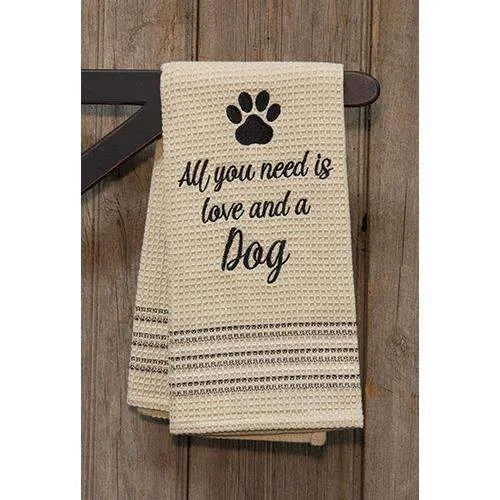 carpet with easy-to-care-for surface-Love & Dog Dish Towel, 20x28