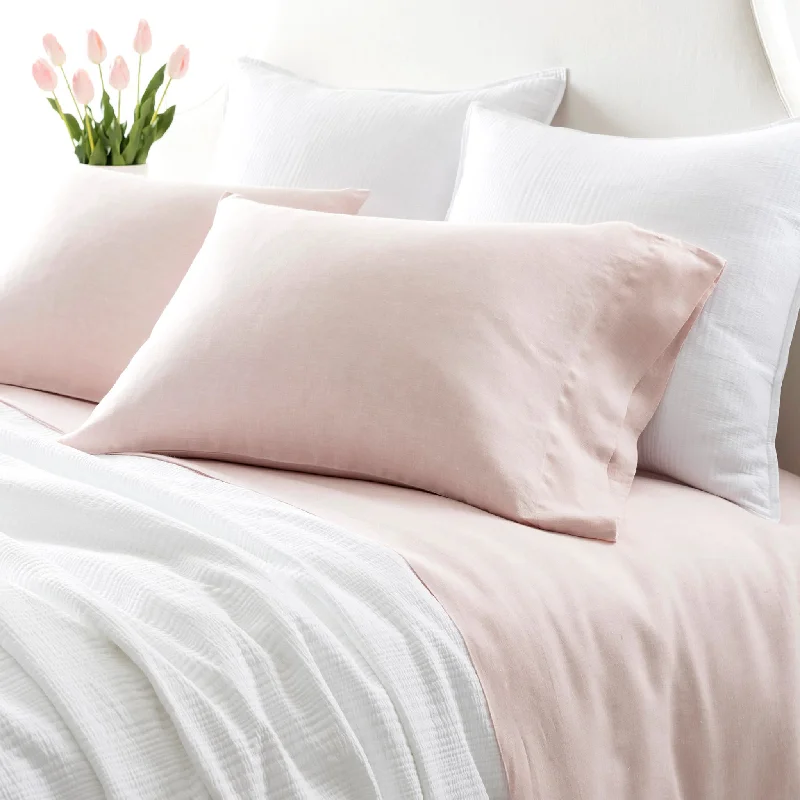 Weight options for latex pillows-Lush Linen Slipper Pink Pillowcases