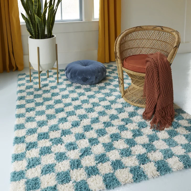 carpet for long-lasting floor protection-Mackie Checkered Shag Area Rug