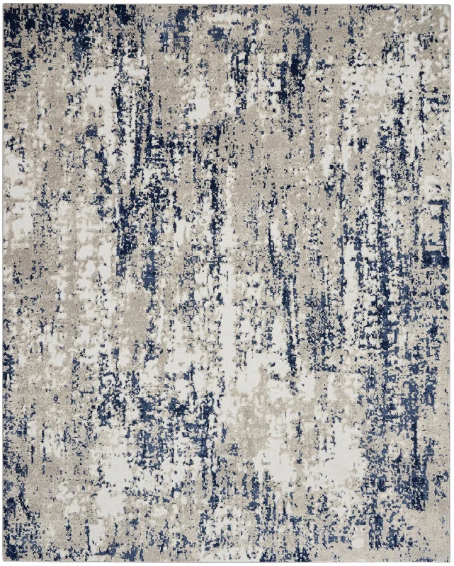 carpet for improving room acoustics-Nourison Cyrus CYR03 Ivory/Navy Area Rug