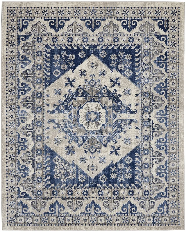 carpet with elegant color choices-Nourison Cyrus CYR05 Ivory Blue Area Rug