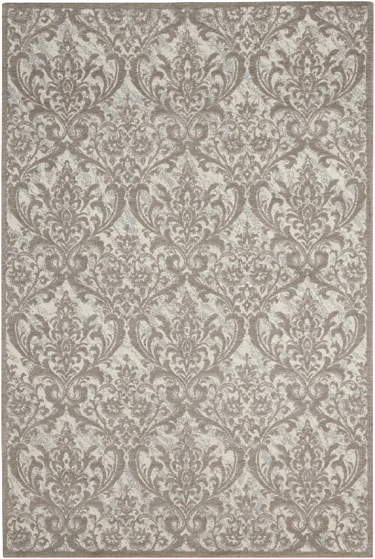 carpet for modern family homes-Nourison Damask DAS02 Ivory/Grey Area Rug