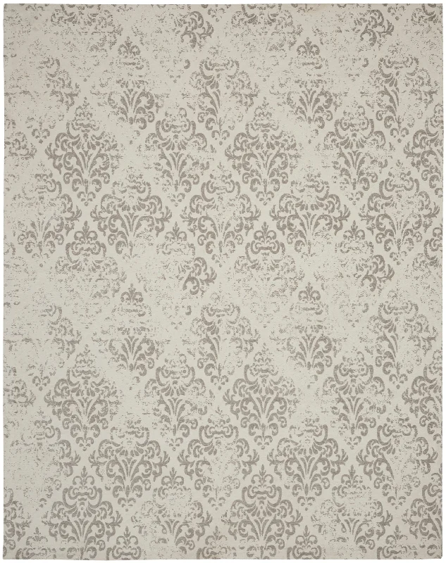 carpet for improving home acoustics-Nourison Damask DAS03 Ivory Area Rug