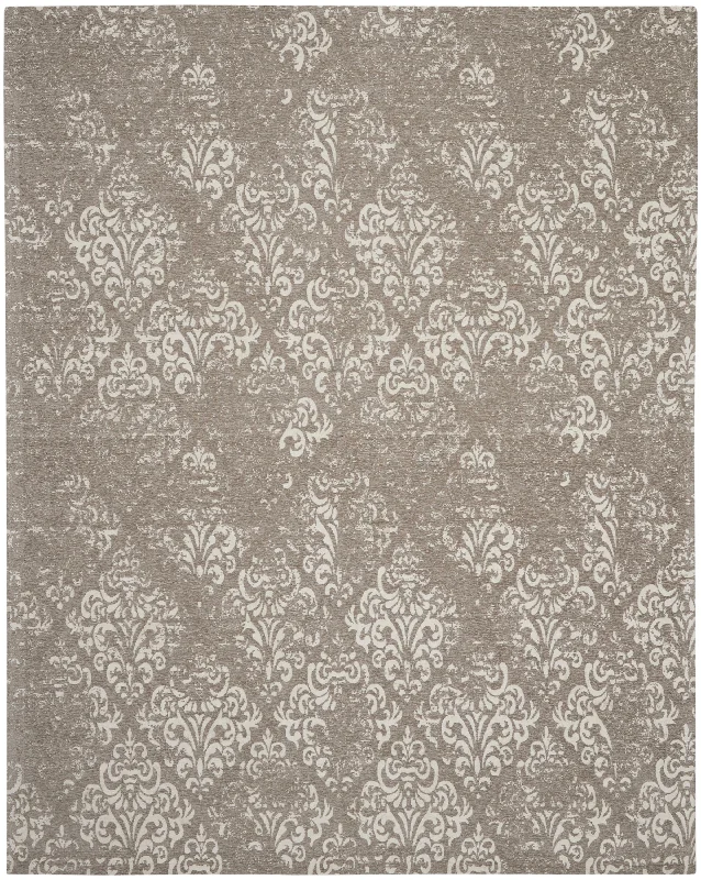 carpet with rich, luxurious fibers-Nourison Damask DAS03 Ivory/Grey Area Rug